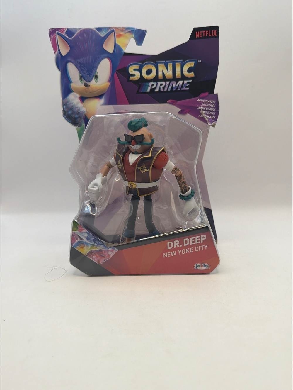Sonic Prime Dr. Deep New Yoke City Action Figure - 13 Points of Articulation, Se
